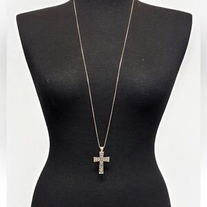 2-inch Sterling Filligree Cross on 36-inch Sterling Chain #4403